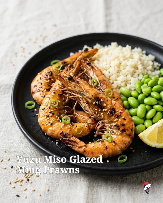 Yuzu Miso Glazed Ming Prawns