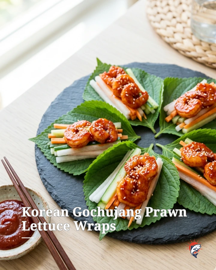Korean Gochujang Prawn Lettuce Wraps